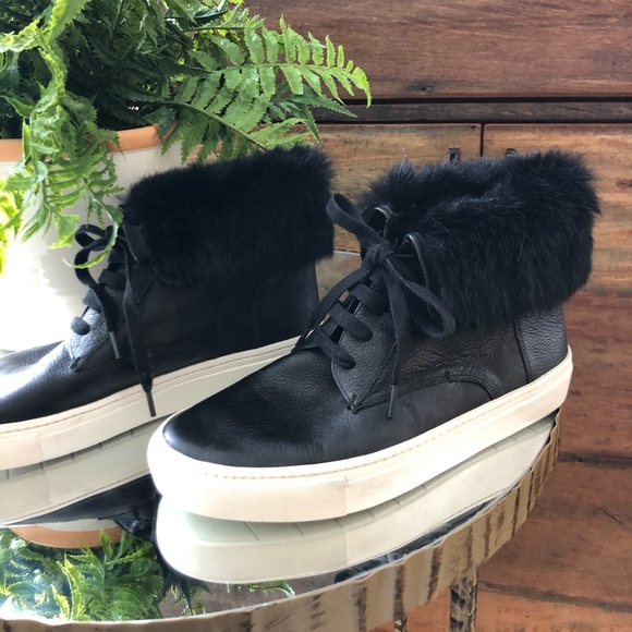 Vince Shoes - Vince fur cuff leather high tops